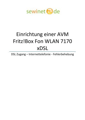 Anleitung zur Installation Ihrer FRITZ!Box herunterladen - SeWiNet.