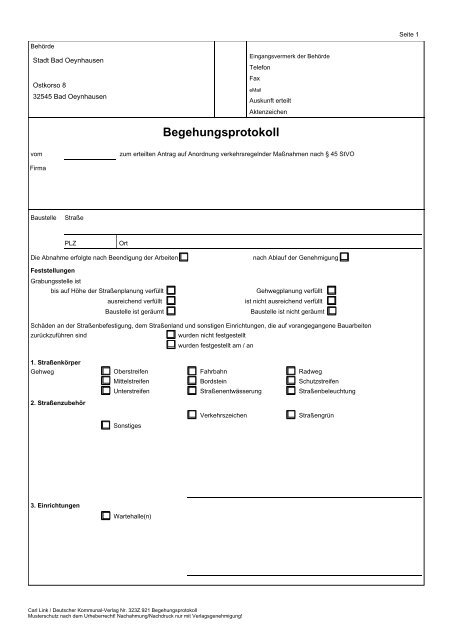 Begehungsprotokoll - Bad Oeynhausen