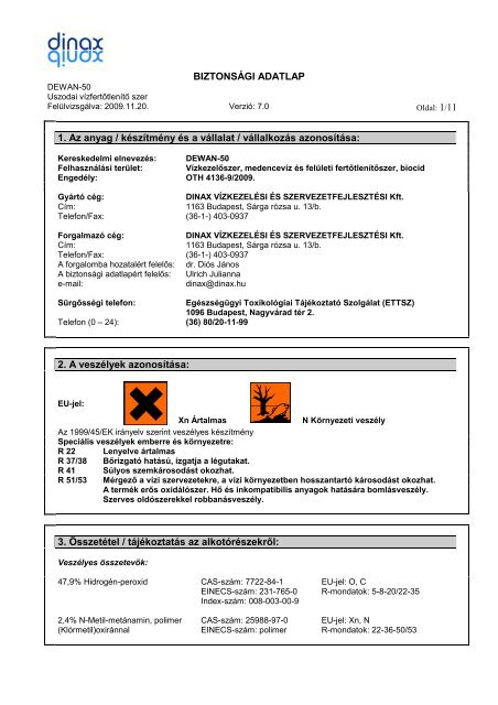 BiztonsÃ¡gtechnikai adatlap - Kerex-Ãbuda Kft.