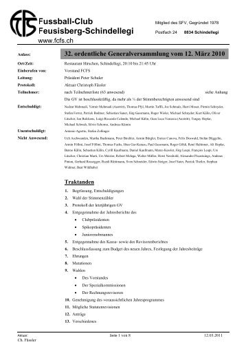 GV Protokoll 2010 (pdf) - FC Feusisberg-Schindellegi
