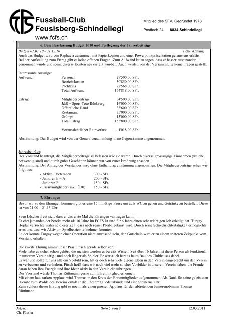 GV Protokoll 2010 (pdf) - FC Feusisberg-Schindellegi