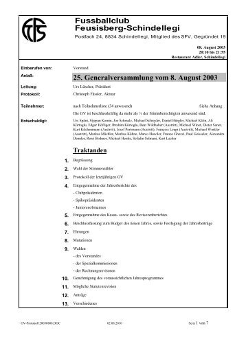 GV Protokoll 2003 (pdf) - FC Feusisberg-Schindellegi
