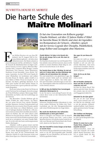 Die harte Schule des Maître Molinari - hoteljournal.ch