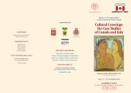 Cultural Crossings: the Case Studies of Canada and Italy