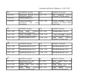 Calendario dell'attivitÃ  didattica a - Master di II livello in Traduzione ...