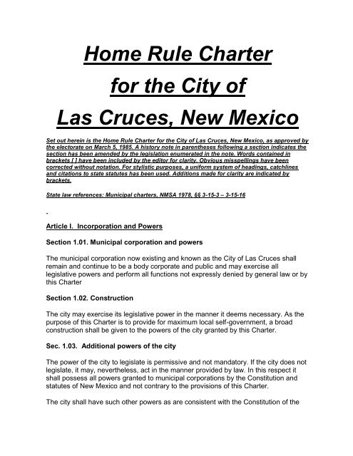 Las Cruces Home Rule Charter - The Community Environmental ...