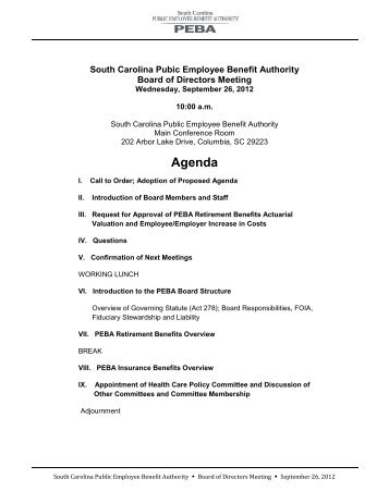Board Member Notebook - SC Public Employee Benefit Authority