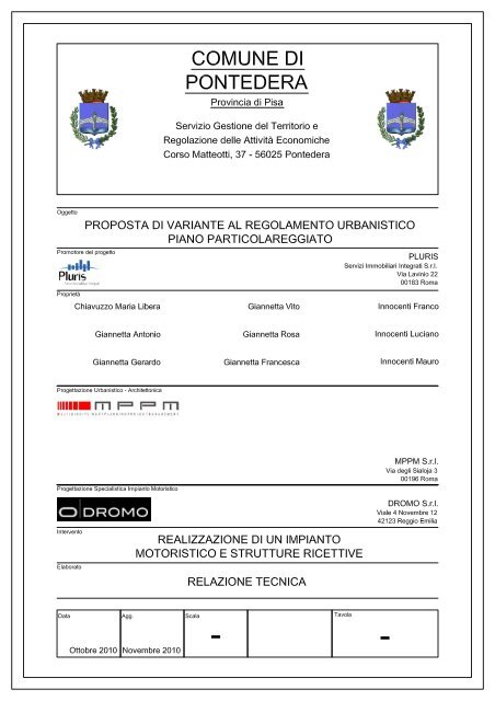 Relazione tecnica - Comune di Pontedera