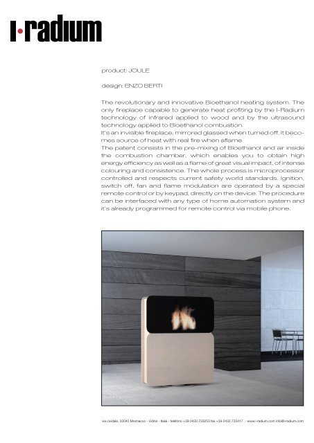 The revolutionary and innovative Bioethanol heating ... - I-radium