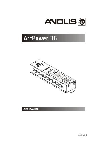 User manual ArcPower 36 - Anolis