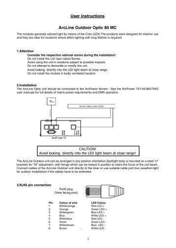 User instructions ArcLine Outdoor Optic 80 MC - Anolis