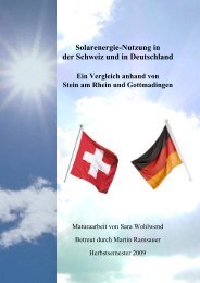 Solarenergie-Nutzung in der Schweiz und in Deutschland