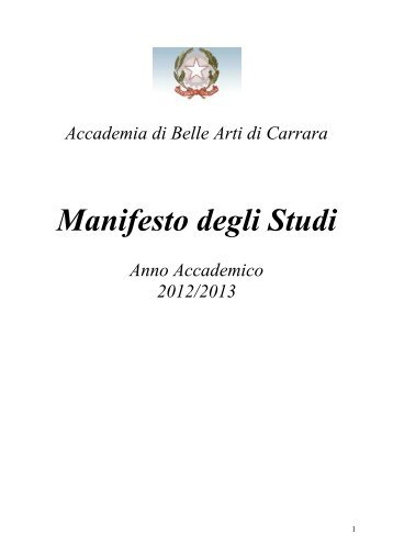 Manifesto degli Studi - Accademia di Belle Arti di Carrara