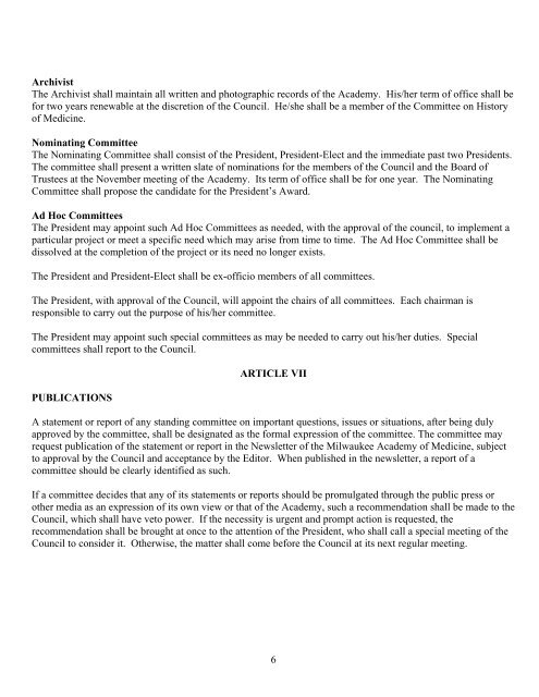 Bylaws PDF - Milwaukee Academy of Medicine