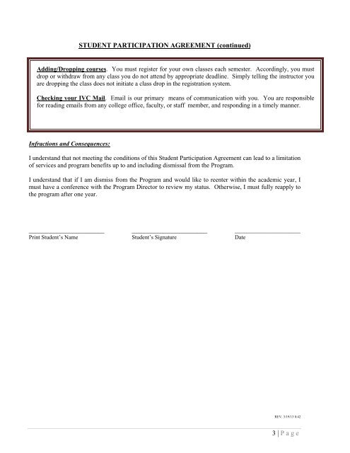 STUDENT PARTICIPATION AGR