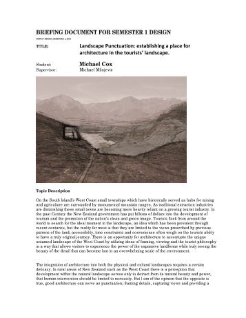 establishing a place for architecture in the tourists - MArch(Prof ...