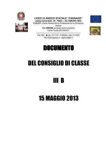 Documento III B - Liceo Statale Cagnazzi