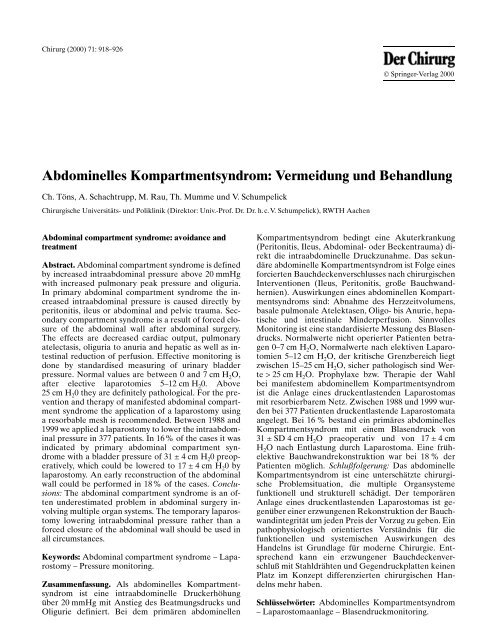 Abdominelles Kompartmentsyndrom - OpenAbdomen.org