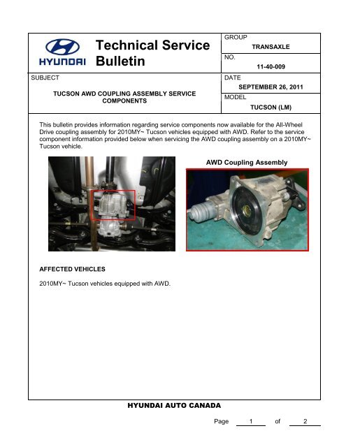 Technical Service Bulletin - Hyundai Canada