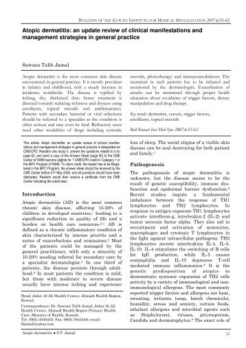 Atopic dermatitis: an update review of clinical manifestations and ...