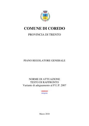 Norme di attuazione del Piano (pdf) - Comune di Coredo