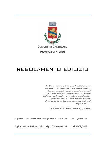 REGOLAMENTO EDILIZIO - Comune di Calenzano