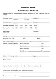 HOMESTAY APPLICATION FORM - Westlake Girls High School