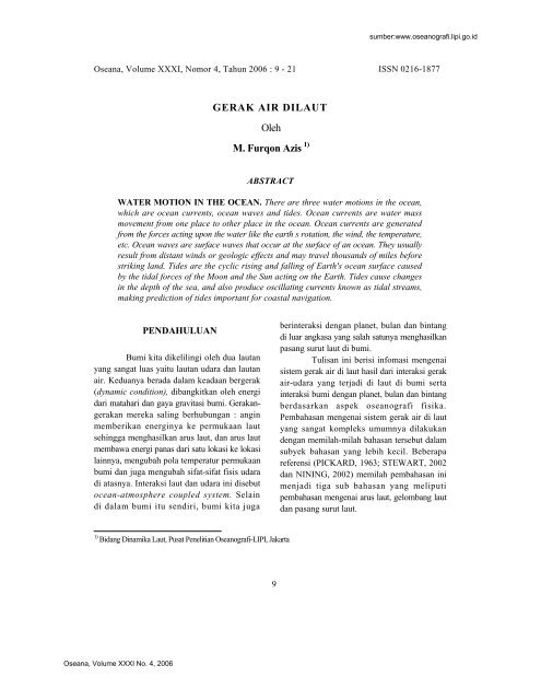 Gerak Air Dilaut Oleh M Furqon Azis Pusat Penelitian