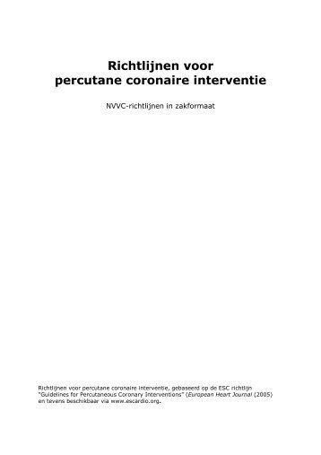 Richtlijnen voor percutane coronaire interventie - NVVC