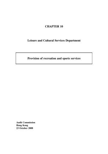 CHAPTER 10 Leisure and Cultural Services Department Provision ...