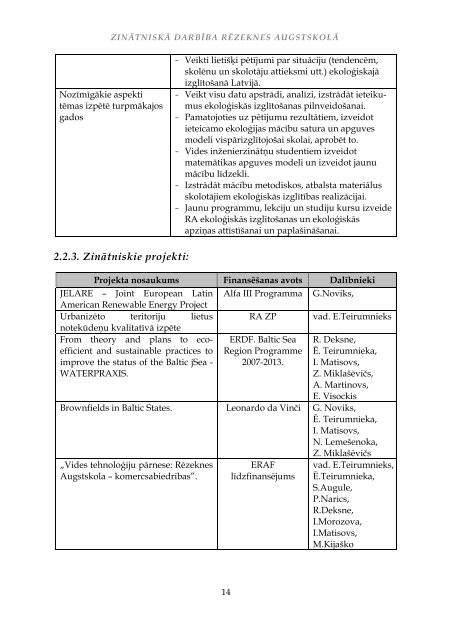 zinÄtniskÄ darbÄ«ba rÄzeknes augstskolÄ - RÄzeknes Augstskola