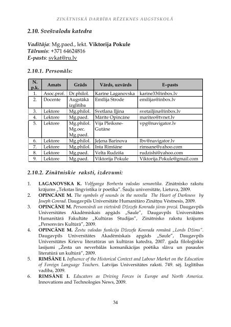 zinÄtniskÄ darbÄ«ba rÄzeknes augstskolÄ - RÄzeknes Augstskola