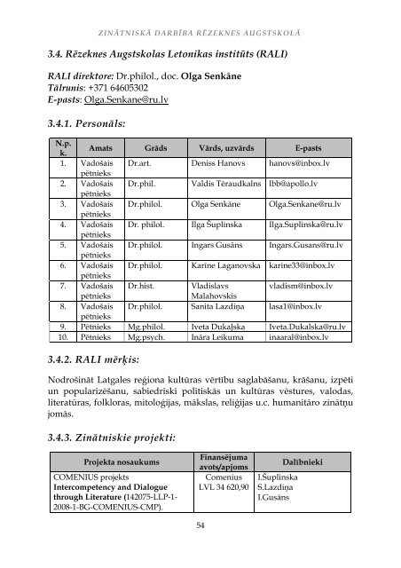 zinÄtniskÄ darbÄ«ba rÄzeknes augstskolÄ - RÄzeknes Augstskola