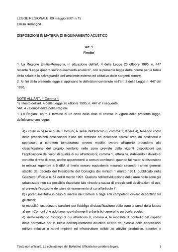 Disposizioni in materia di inquinamento acustico
