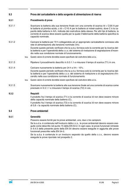 UNI EN 54-4 - Ordine degli Ingegneri della Provincia di Latina