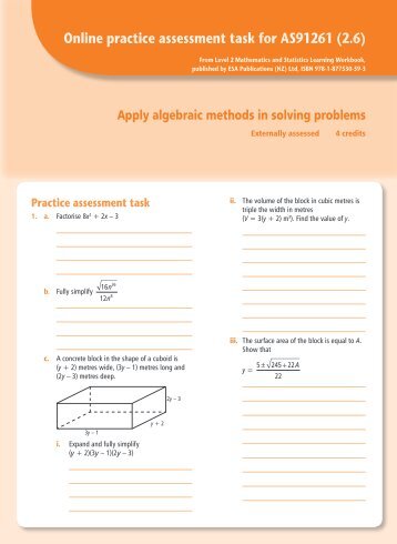 Online practice assessment task for AS91261 (2.6) - ESA Publications