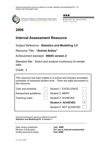 2006 Internal Assessment Resource - 2012Maths