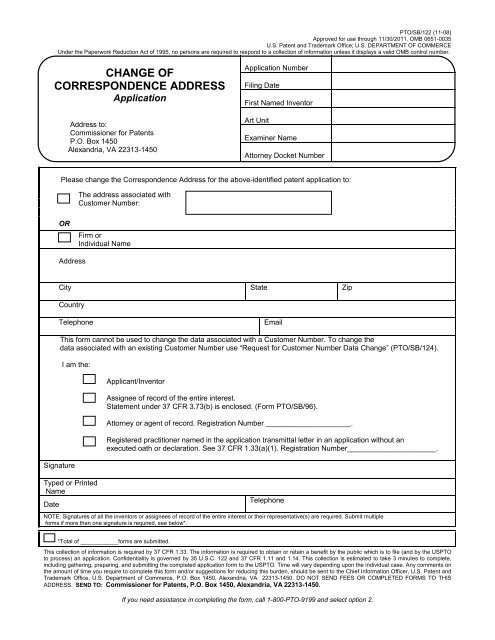 PTO/SB/122 - United States Patent and Trademark Office