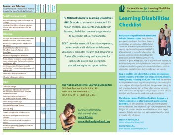 Learning Disabilities Checklist - Learning Disabilities Association of ...