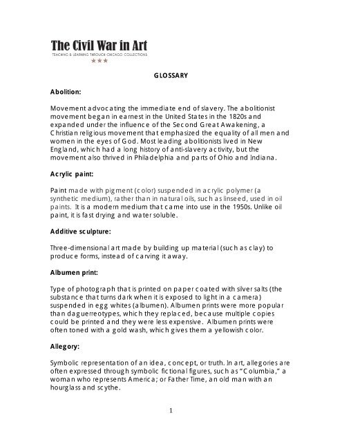Downloadable Glossary Pdf The Civil War In Art