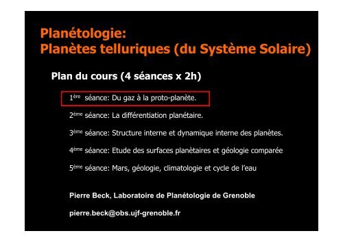 Cours 1 Institut de Planétologie et d'Astrophysique de Grenoble