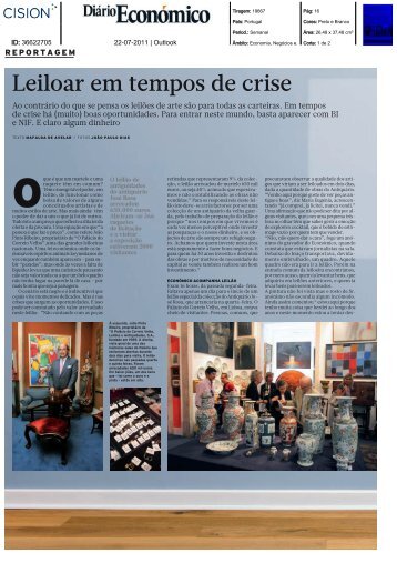 Leiloar em tempos de crise - PalÃ¡cio do Correio Velho