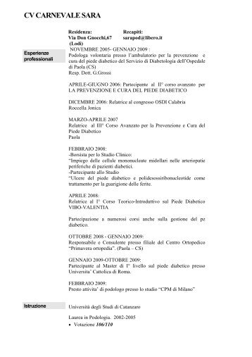 Curriculum Vitae e Pubblicazioni