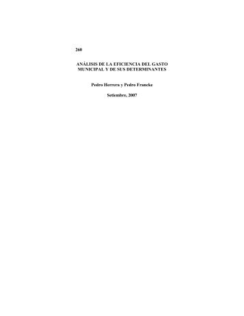 AnÃ¡lisis de la eficiencia del gasto municipal y sus determinantes