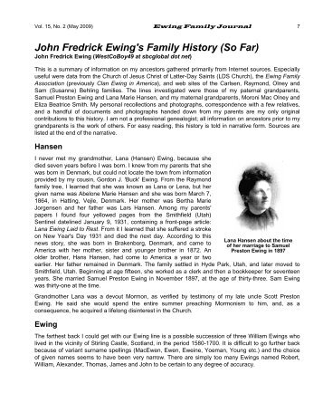 John Fredrick Ewing's Family History (So Far) - Ewing Family ...