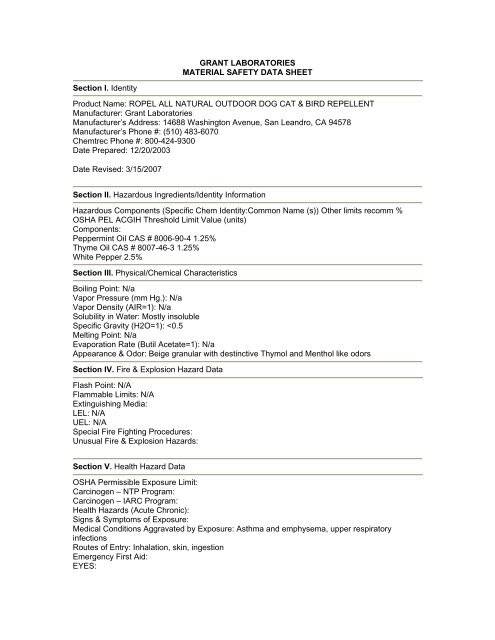 MSDS - Nixalite