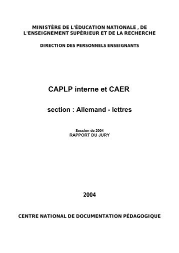 CAPLP interne et CAER section : Allemand - lettres - CNDP