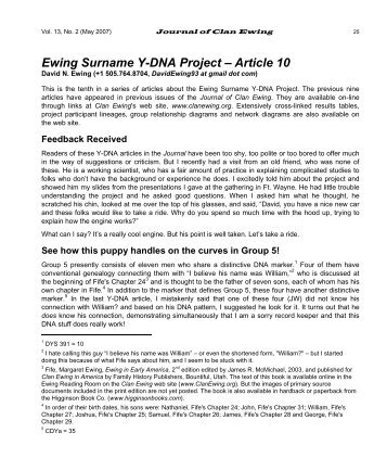 Ewing Surname Y-DNA Project – Article 10 - Ewing Family Association