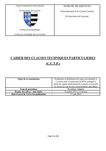 cahier des clauses techniques particulieres (cctp) - Sauveterre-de ...