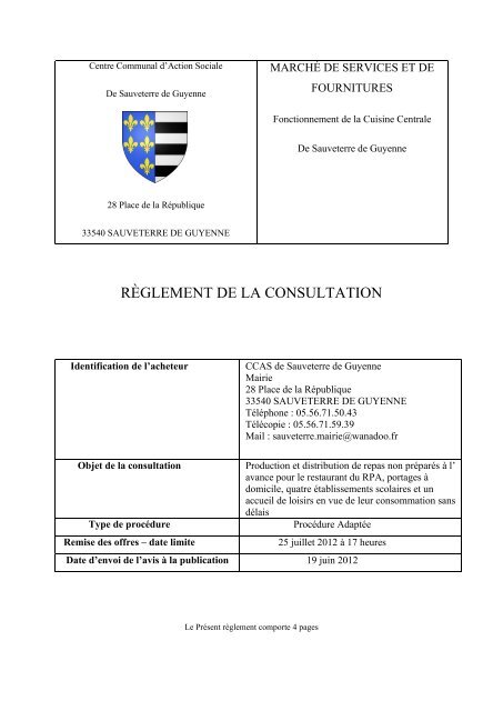 RÃGLEMENT DE LA CONSULTATION - Sauveterre-de-Guyenne